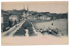 Luzern, Schiffslände - Werbung SUVA 1900 Versicherungspolice