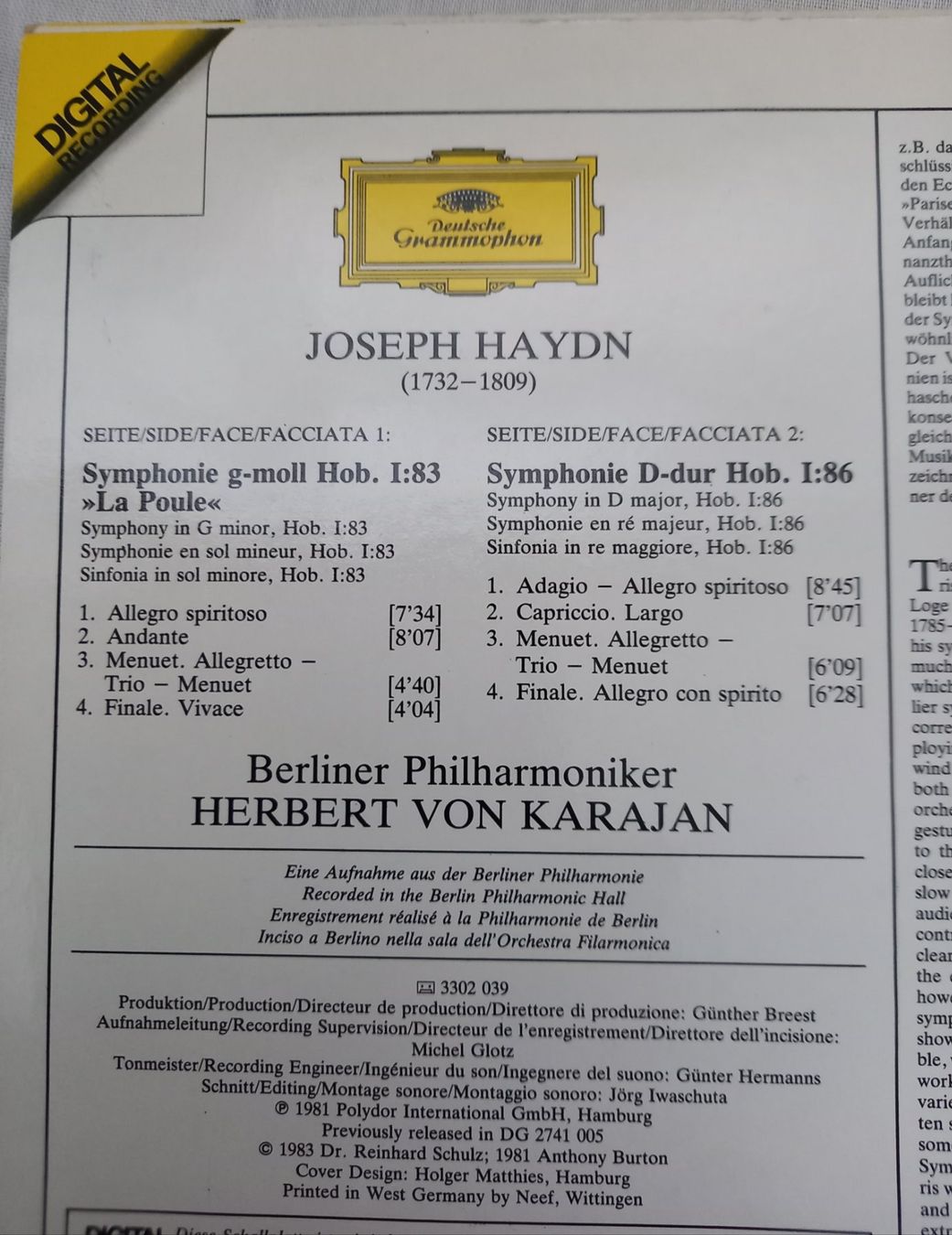 Dischi in vinile: Klassik-LP "HAYDN - SYMPHONIEN" – Nuovo (secondo la descrizione) da Binningen venduto da mar_2jlr 2