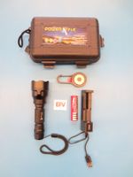 LED Taschenlampe Extrem Hell + Akku + Ladegerät + Anhänger