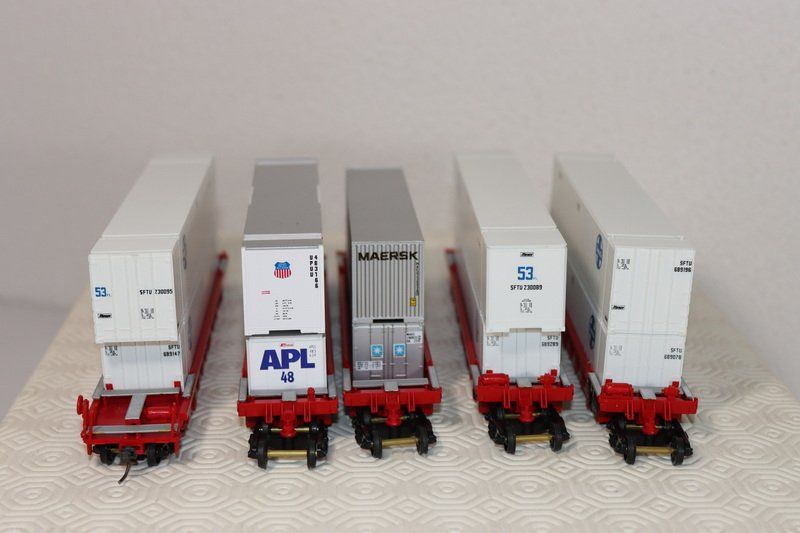 Modellini di ferrovie: 5 US Containerwagen ( 592 ) – Usato da Kerzers venduto da Winu64 7