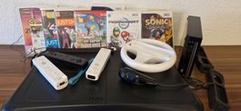 Nintendo Wii Bundle mit 9 Spielen, 3 Controllern + Lenkgrad