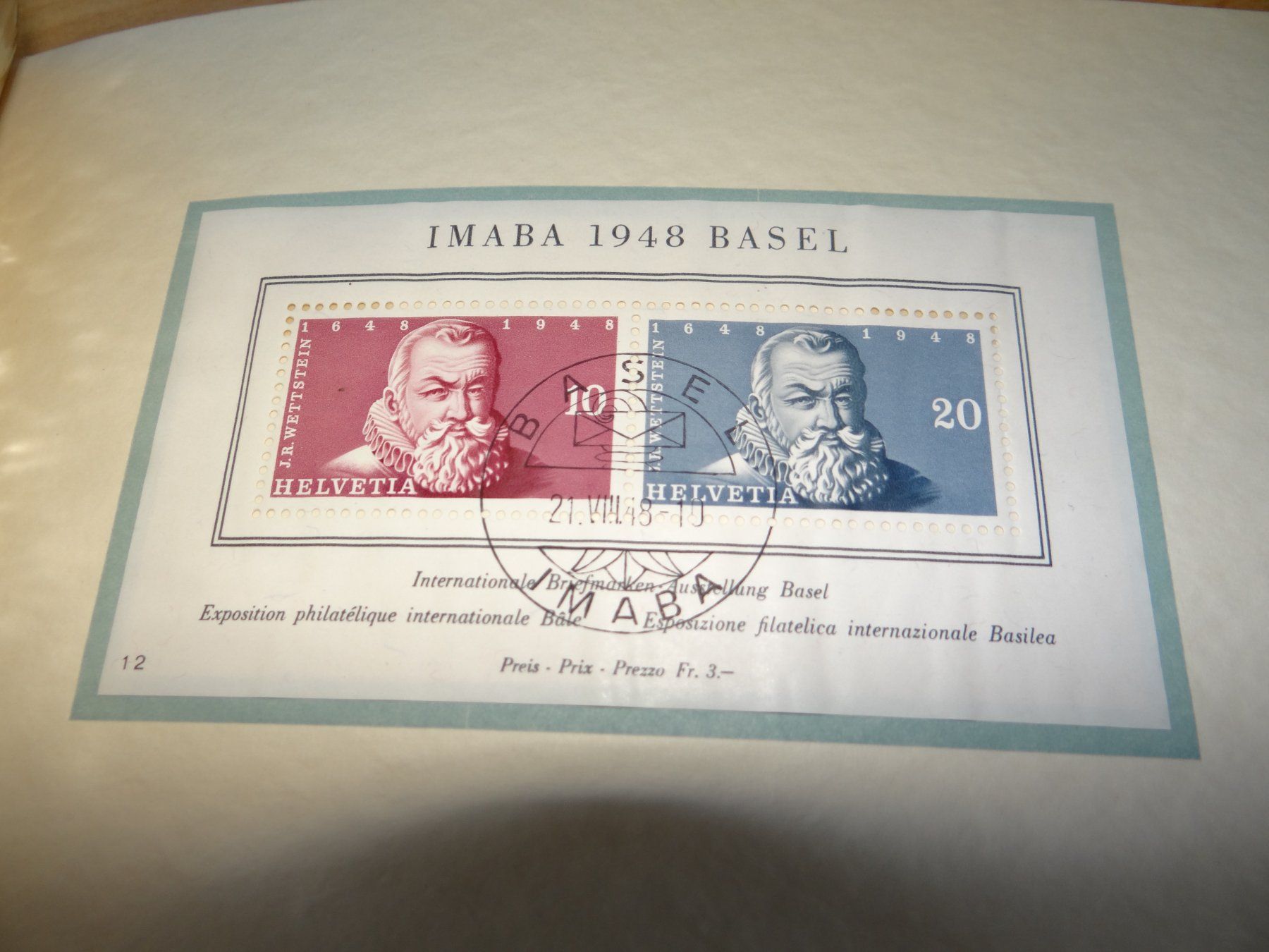 Tutti i francobolli: PTT-Geschenkheft Block IMABA 1948 Basel gest.+ungest. – Usato da Kriens venduto da Na4 3