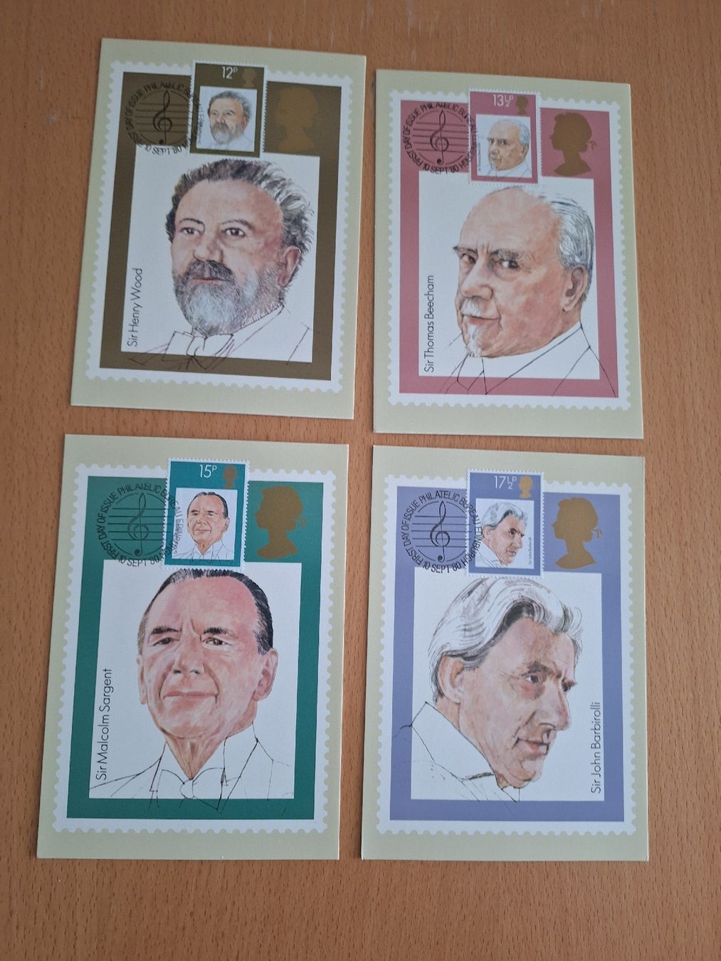 Tous les timbres: Maximumkarten Britische Dirigenten 1980 – Neuf (Voir description) à zumikon par lotegrandote