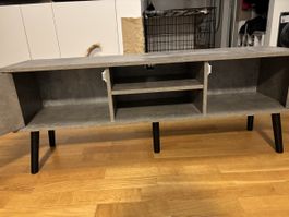 TV Schrank Betonoptik 120cm Breite mit Türen und offener Abl