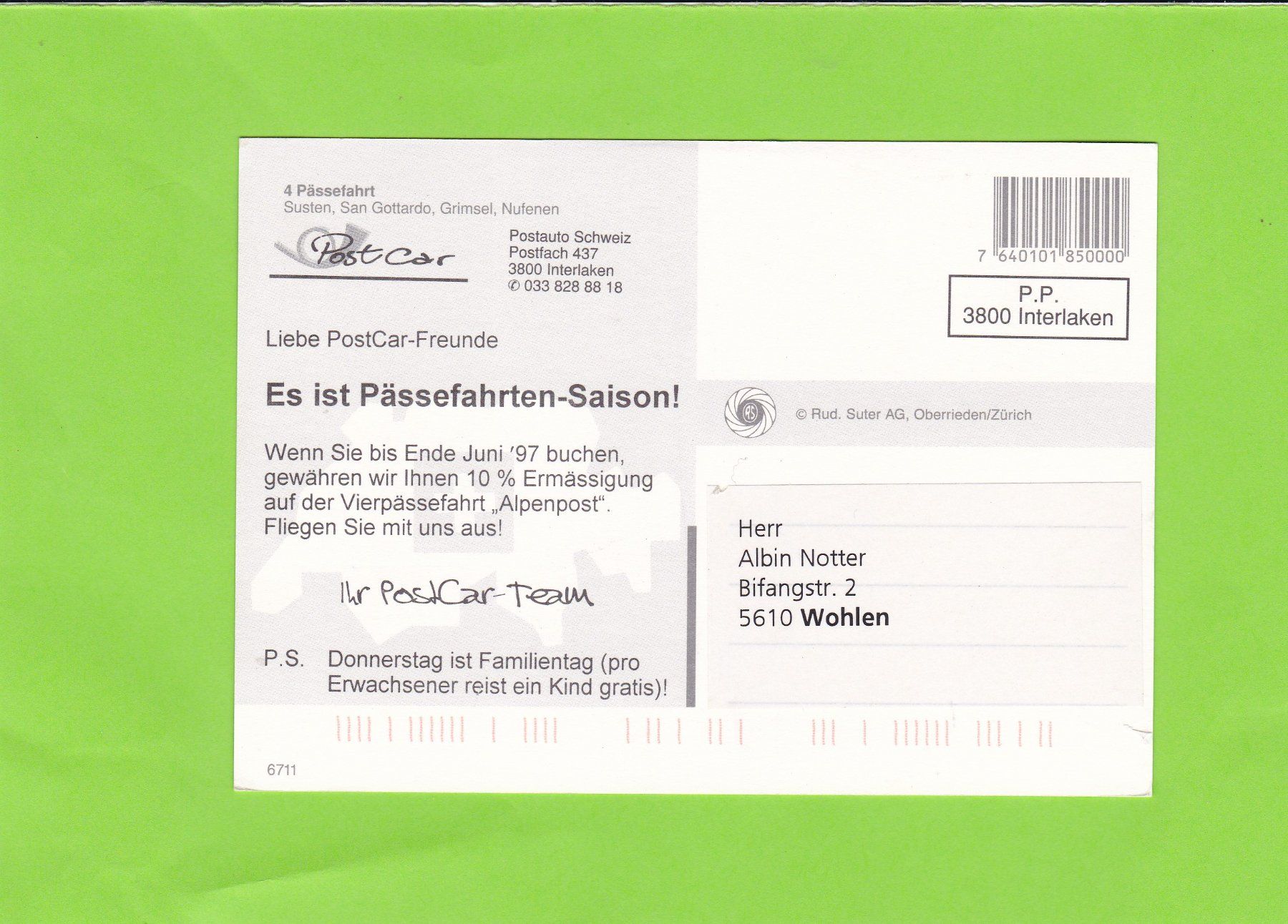 Cartoline postali: Postcar-Postautos--Pässefahrt – Usato da St. Peterzell venduto da neckertal 1