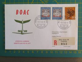 Erstflugbrief BOAC VC10 Zürich-Lusaka 1966 gebraucht