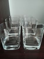 6x Whisky Glasses Square Crystal Glass Set New Condition