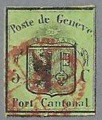 1845, GENF, SBK 5, ROTE ROSETTE AW 2, BEF. MARCHAND, AB 1.-!