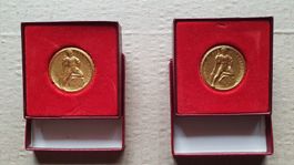 Feldm. französich 2 x Gold 50m 300m gleiche Person Schachtel