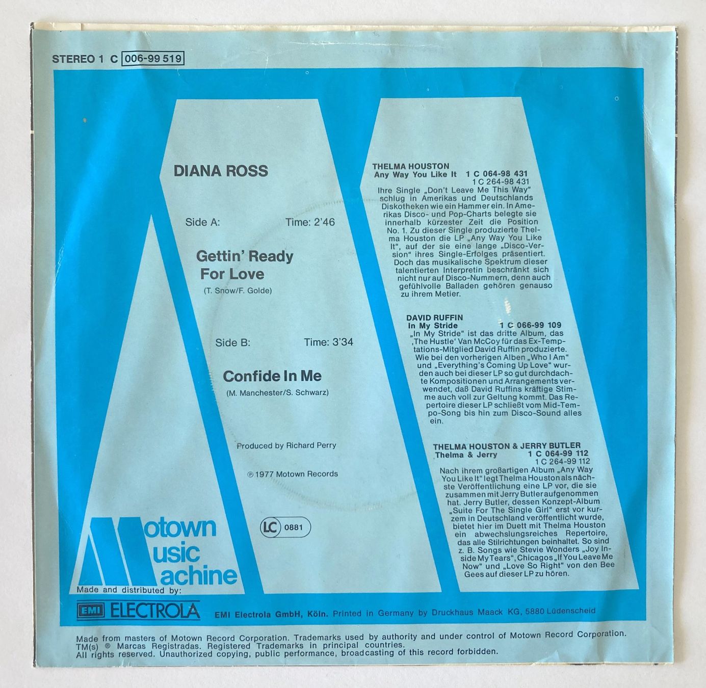 Schallplatten: DIANA ROSS - GETTIN' READY FOR LOVE – Gebraucht aus Bottens von hotter-than-hell 1