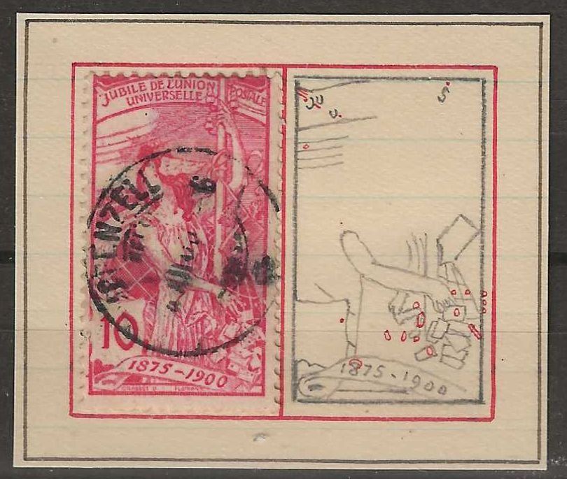 Alle Briefmarken: 78B , UPU mit Abart, siehe Abbildung – Gebraucht aus Basel von Bingis