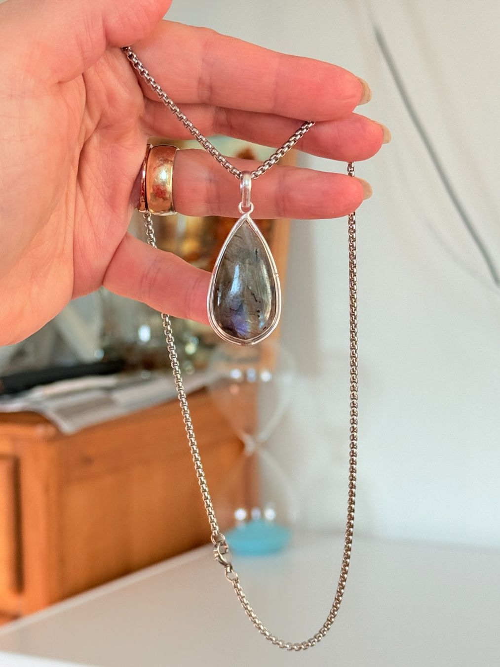 Catenine: Collier Labradorite naturelle – Nuovo e nell'imballaggio originale da Genève venduto da AGBERG 8