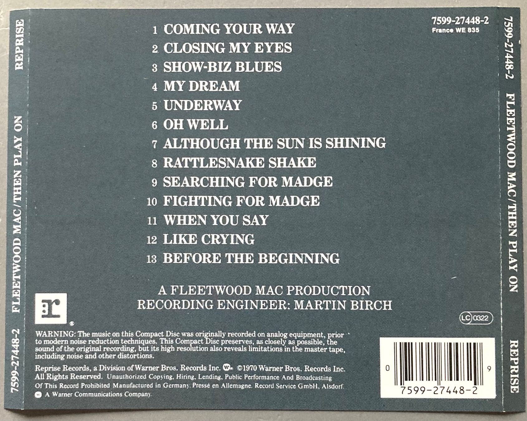CDs: FLEETWOOD MAC - THEN PLAY ON – D'occasion à Poliez-Pittet par Newtown-Records 1