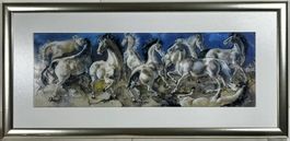 Hans Erni(1909- 2005)  auf Glas, “Tanz der neun Pferde”