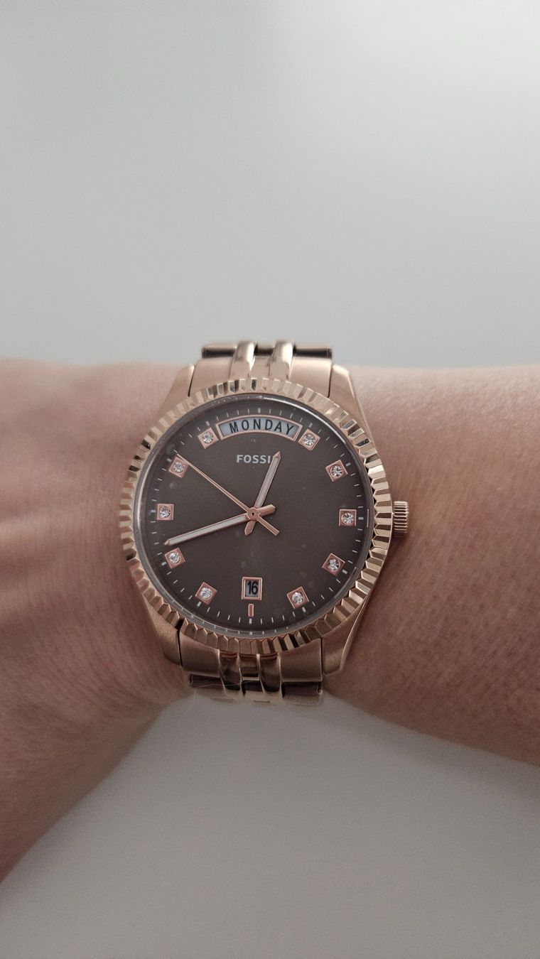 Fossil Orologi: Fossil Scarlett Rosegold Daydate 34mm – Nuovo e nell'imballaggio originale da Bern venduto da tsiitsii