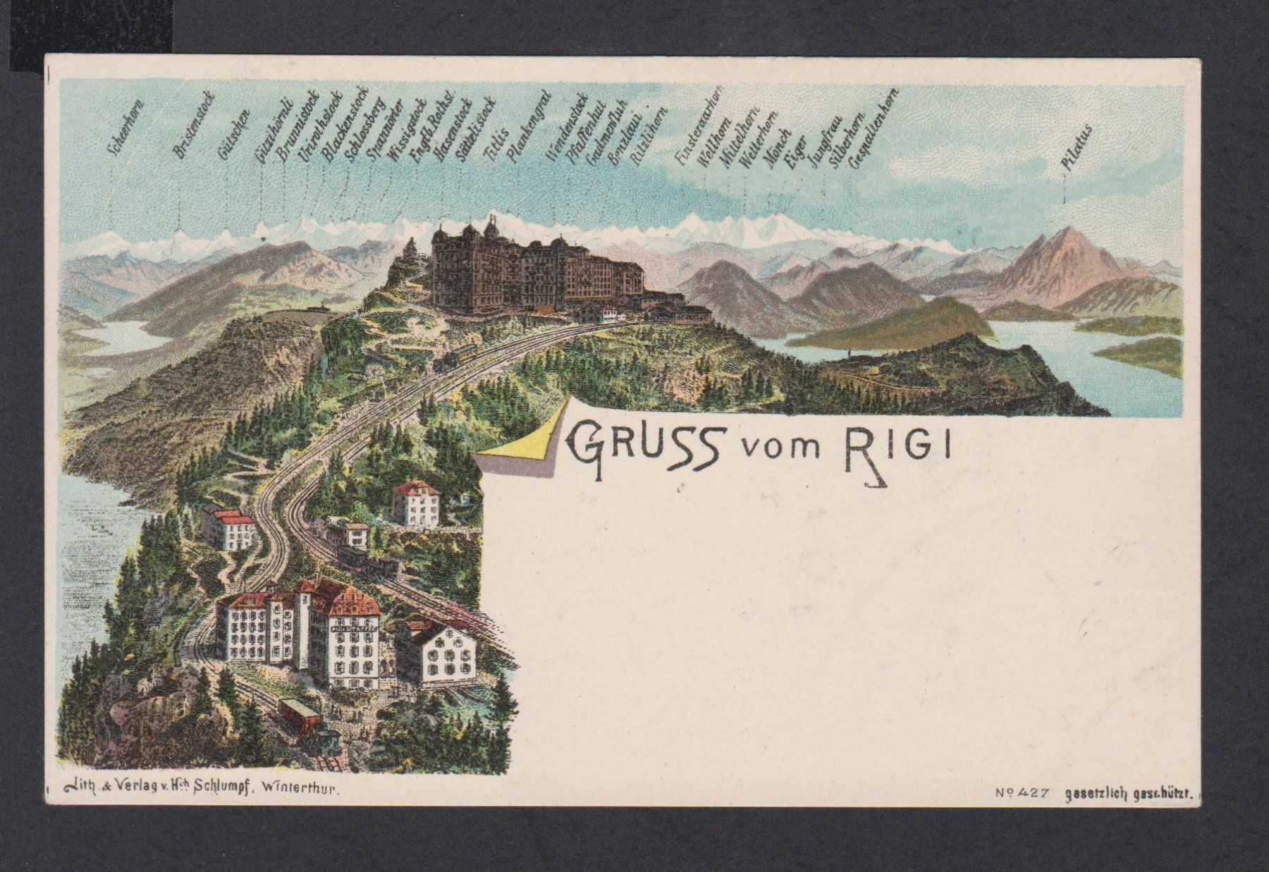 Cartoline postali: Rigi   -   alte Litho AK  um 1900 – Usato da Vitznau venduto da Ropaku