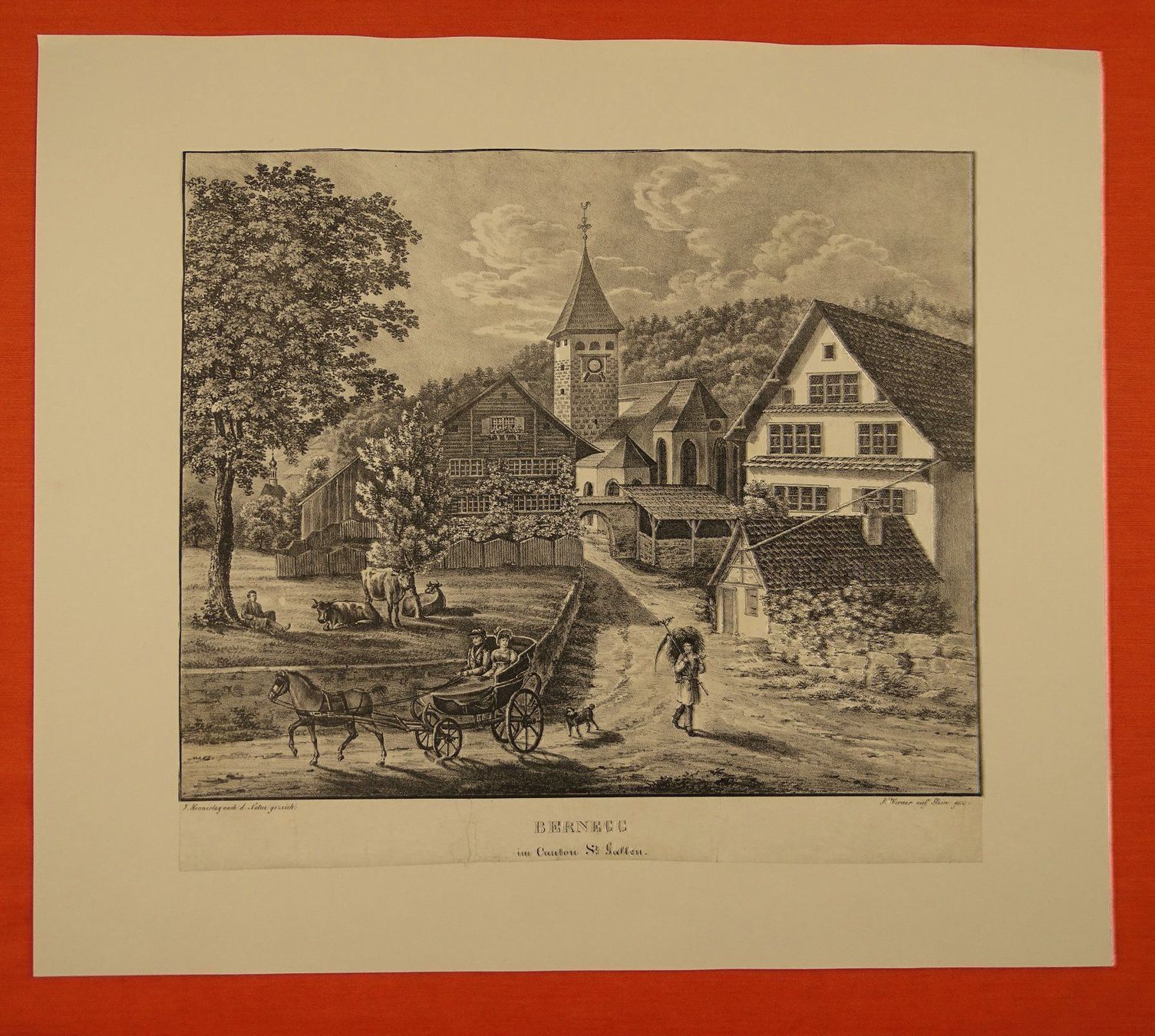Stiche: BERNEGG ST. GALLEN, LITHOGRAPHIE UM 1850 – Gebraucht aus Grüningen von Kartensammler 1