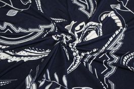 ***AUSVERKAUF*** Stoff Viscosejersey d.blau/weiss