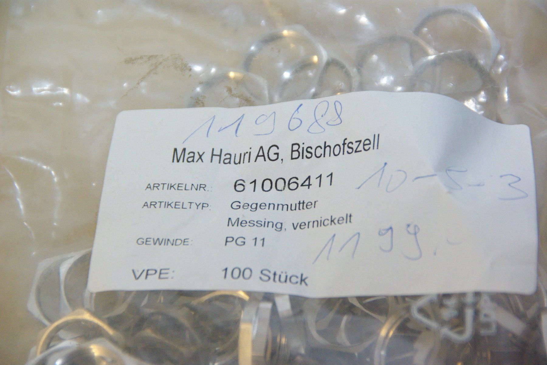 Alle Werkzeuge: 100 Stück Gegenmuttern PG 11, vernickelt – Neu und originalverpackt aus Herisau von Cevianer1844 1
