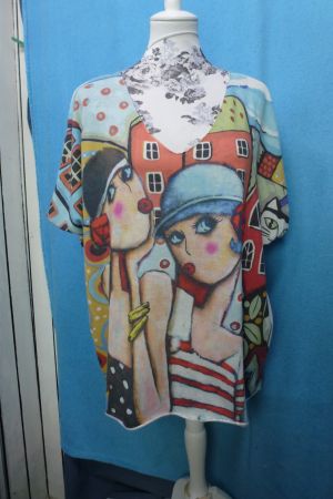 SOMMER PULLI MIT SILBERRAND VISCOSE LUFTIG LEICHT GR XL NEU