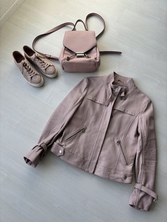 Alles Neu! Lederjacke Gr. L Rosa, Schuhe 38 und Rucksack