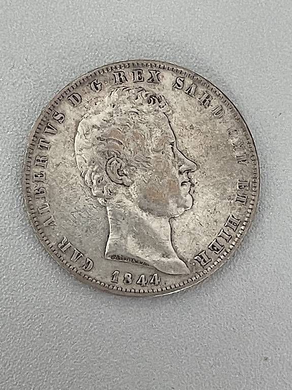 Tutti le monete: Sardinien 5 Lire 1844 Silber – Usato da Langwiesen venduto da antik_numis 1