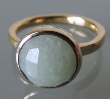 Vergoldeter Silber 925 Fingerring mit Aventurin Gr. 54