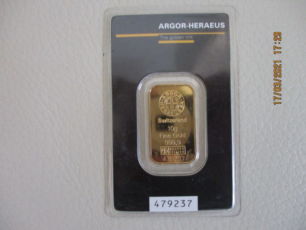 Metalli preziosi: Goldbarren 10 Gramm - Fine Gold 999.9- Zertifiziert – Usato da Liestal venduto da Disc-Point