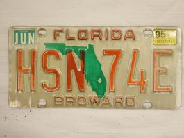 Florida Nummernschild HSN74E Broward, Jahr 1995, Vintage!