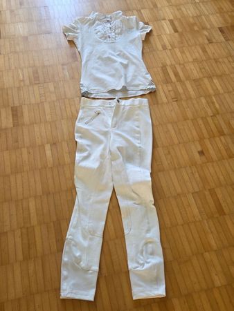 Reithose mit Shirt Grösse 164 weiss sehr guter Zustand