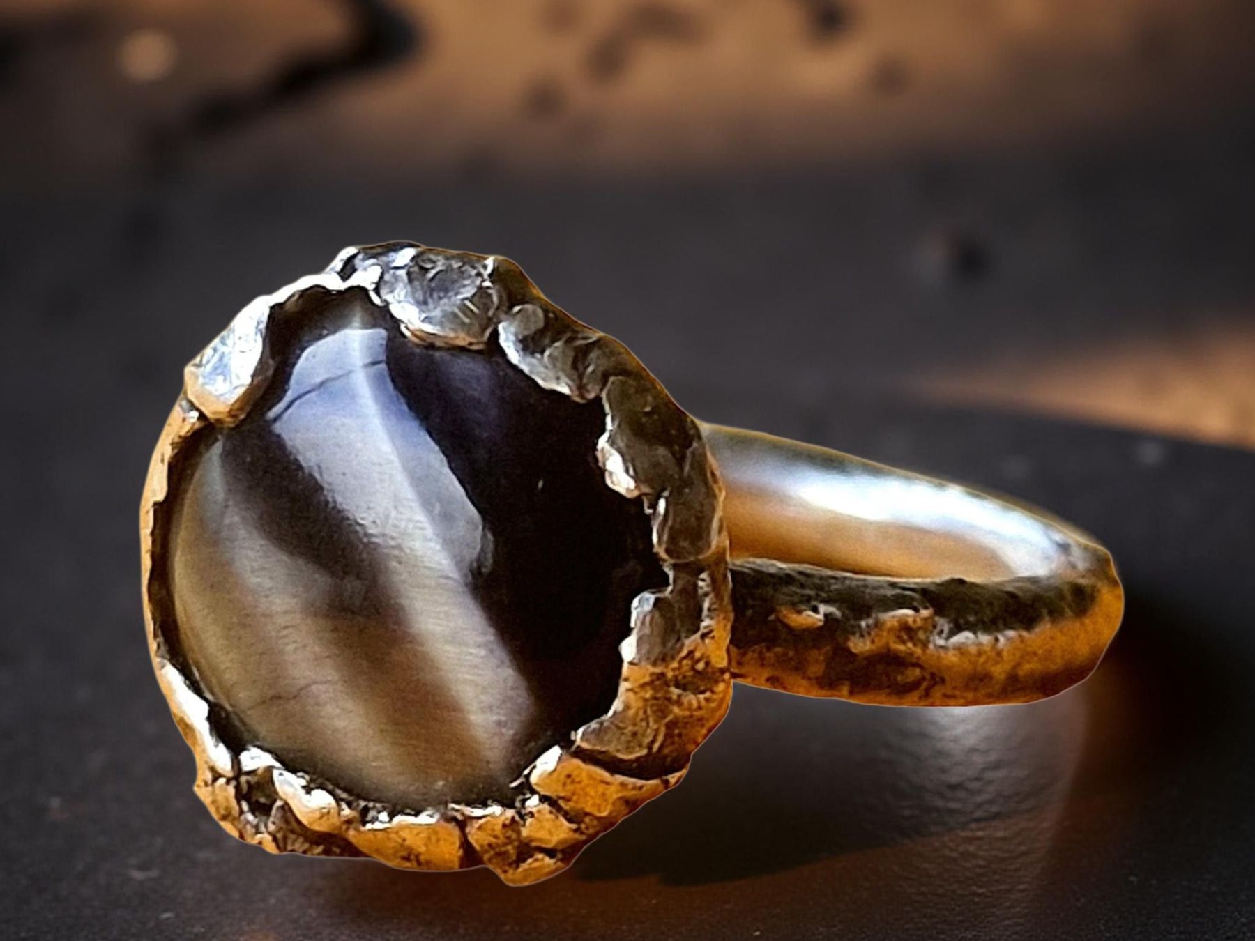 Bagues: Statement-Ring Silber & Katzenauge, Grösse 59, Einzelstück – Neuf avec emballage d'origine à Aarau par Schmuckhoehle_MD 3