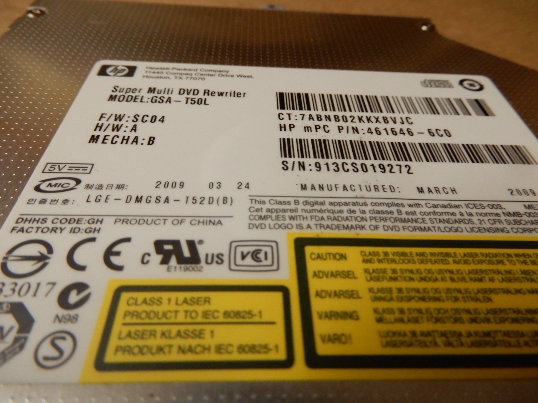 Lettore multimediale & Streamer: HP Super Multi DVD Rewriter GSA-T50L – Usato da Worben venduto da MaKo3252 2