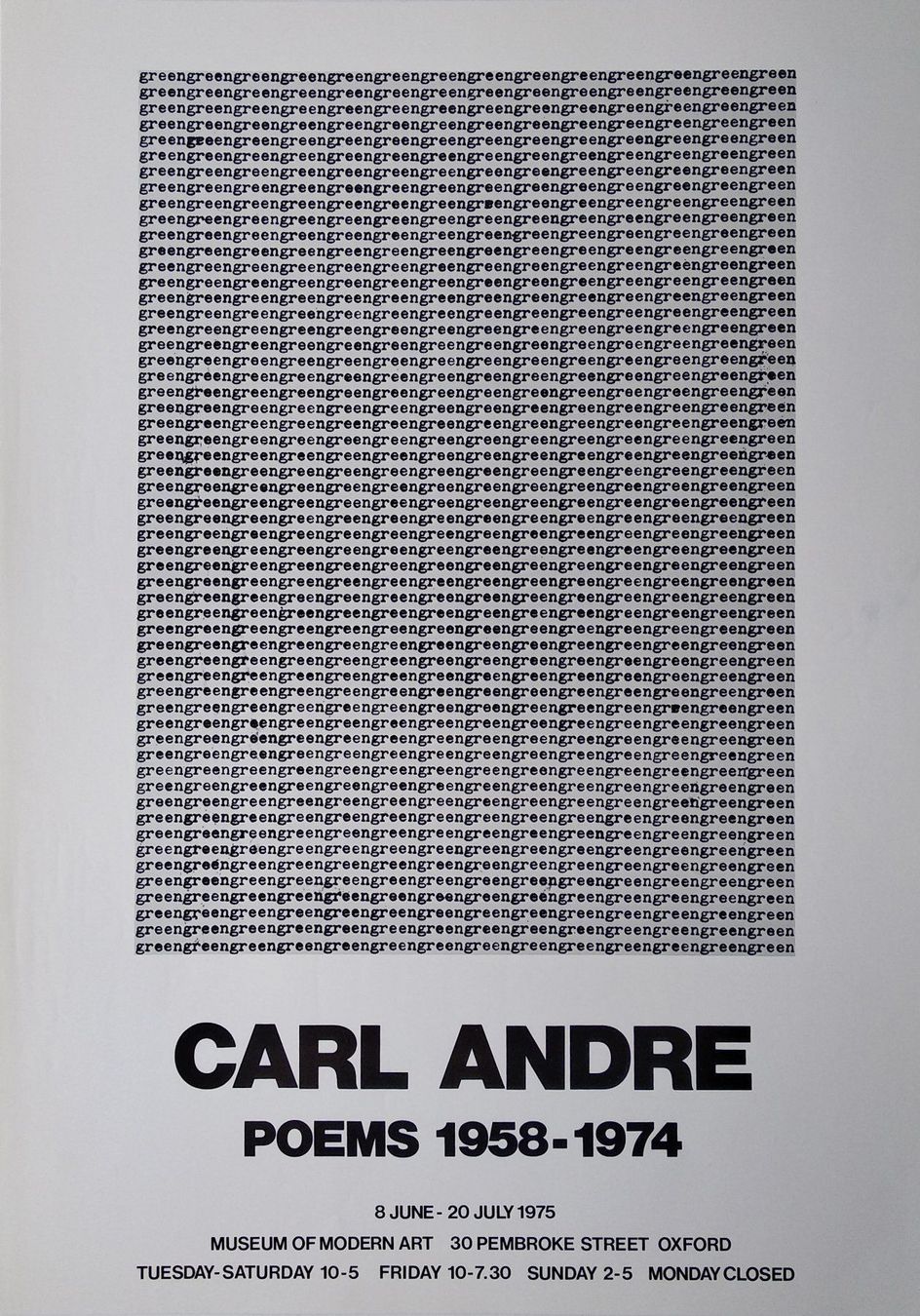 Poster & Bilder: CARL ANDRE - POEMS 1975 – Gebraucht aus Goldach von Gaip