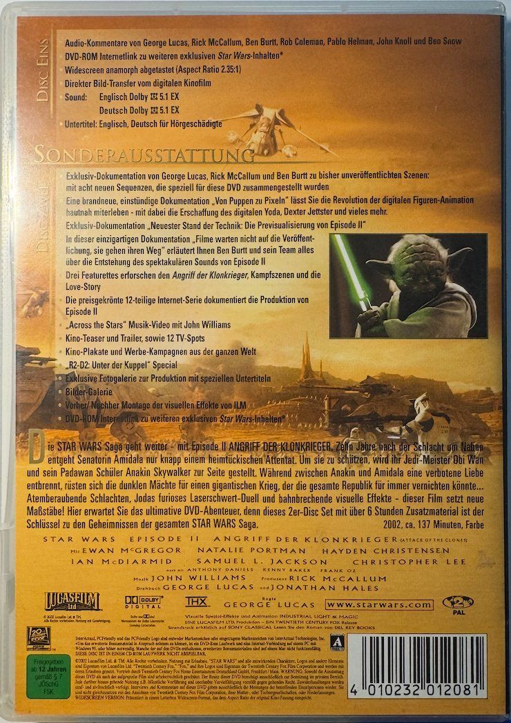 Tutti i DVDs: 2 DVDs STAR WARS II - ANGRIFF DER KLONKRIEGER – Usato da Wisen venduto da gigisna 3