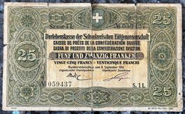 Schweizer 25 Franken Note, 9. September 1914 Sondernote