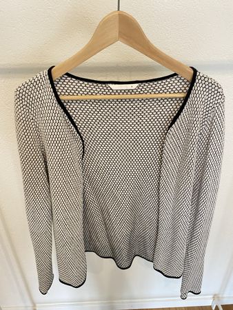 Gut erhaltene Strickjacke, Schwarz/Weiss, Gr. S