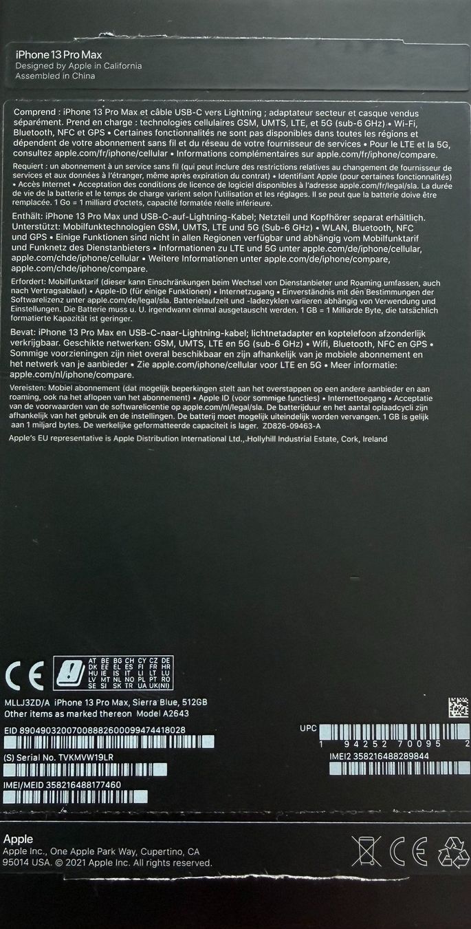 Apple Telefoni cellulari / Smartphones: Apple iPhone 13 Pro Max 512GB 97% mit Zubehör – Usato da Oberägeri venduto da Peter01234 2