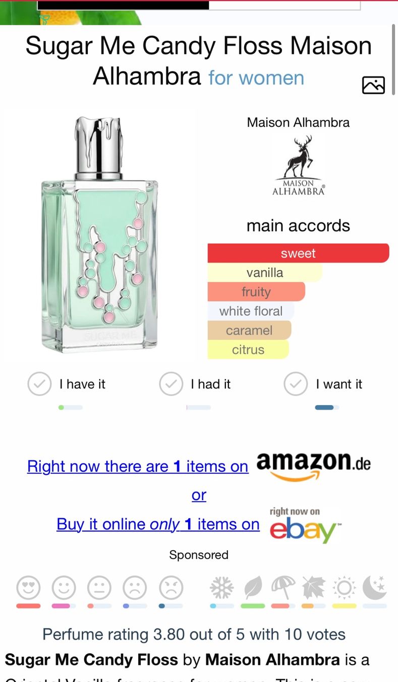 Lattafa Profumi & Eau de Toilette: Alhambra Sugar Me Candy Floss Duft EDP5ml. Abfüllung – Usato da Zürich venduto da deruja 1