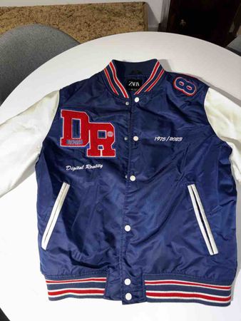 Veste baseball Zara bleu et blanc taille L