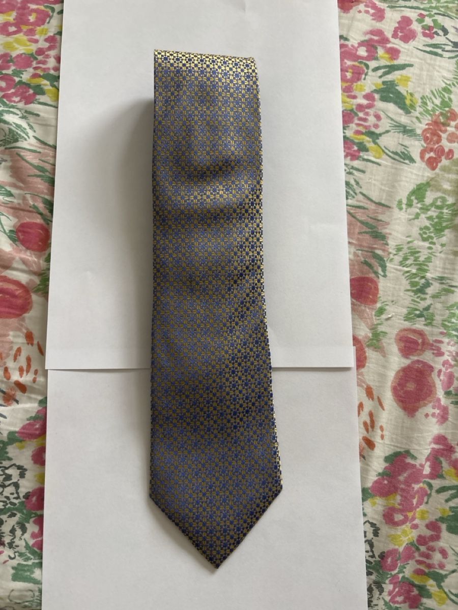 Cravatte: Marks & Spencer Luxury Necktie, patterned, blue and gold – Usato da Basel venduto da sid160 1
