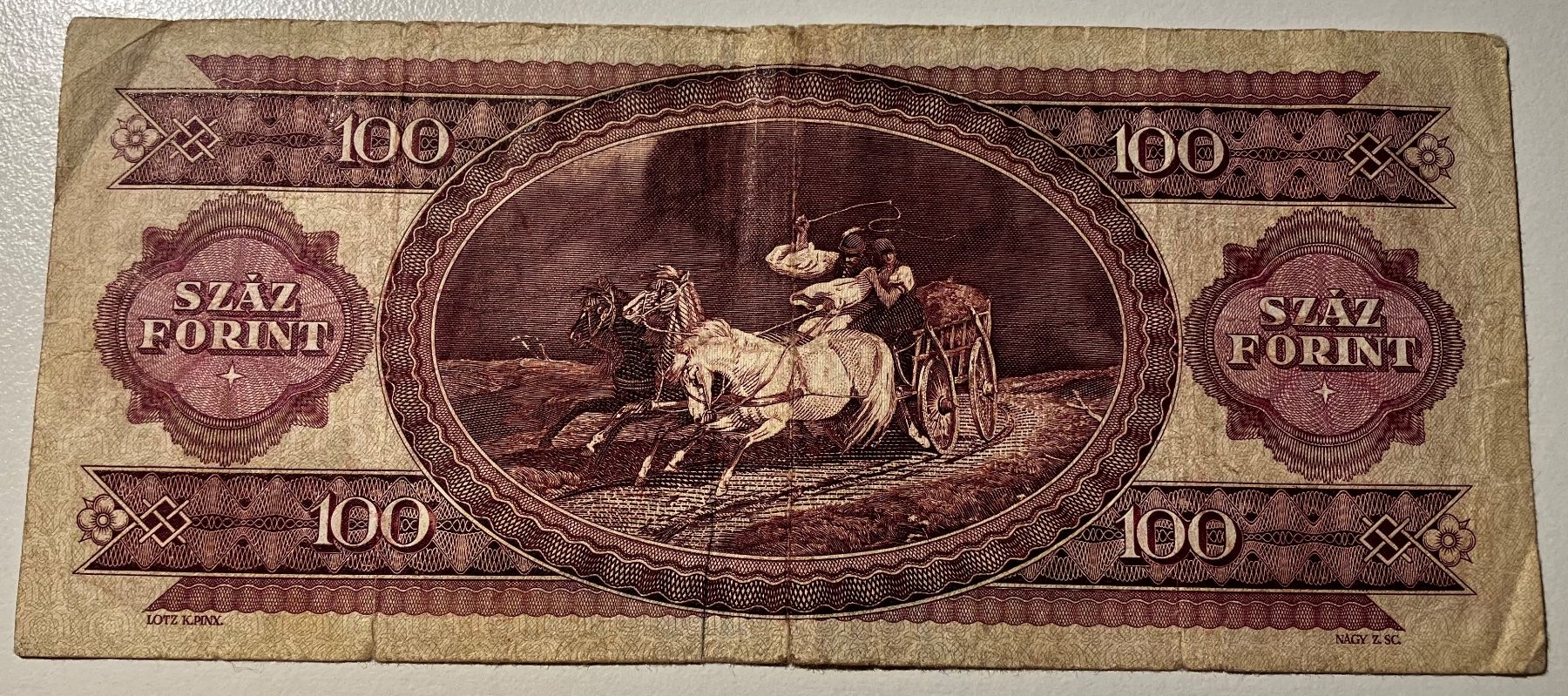 Banknoten: Ungarn 100 Forint 1989 – Gebraucht aus Algetshausen von Carrhard 1