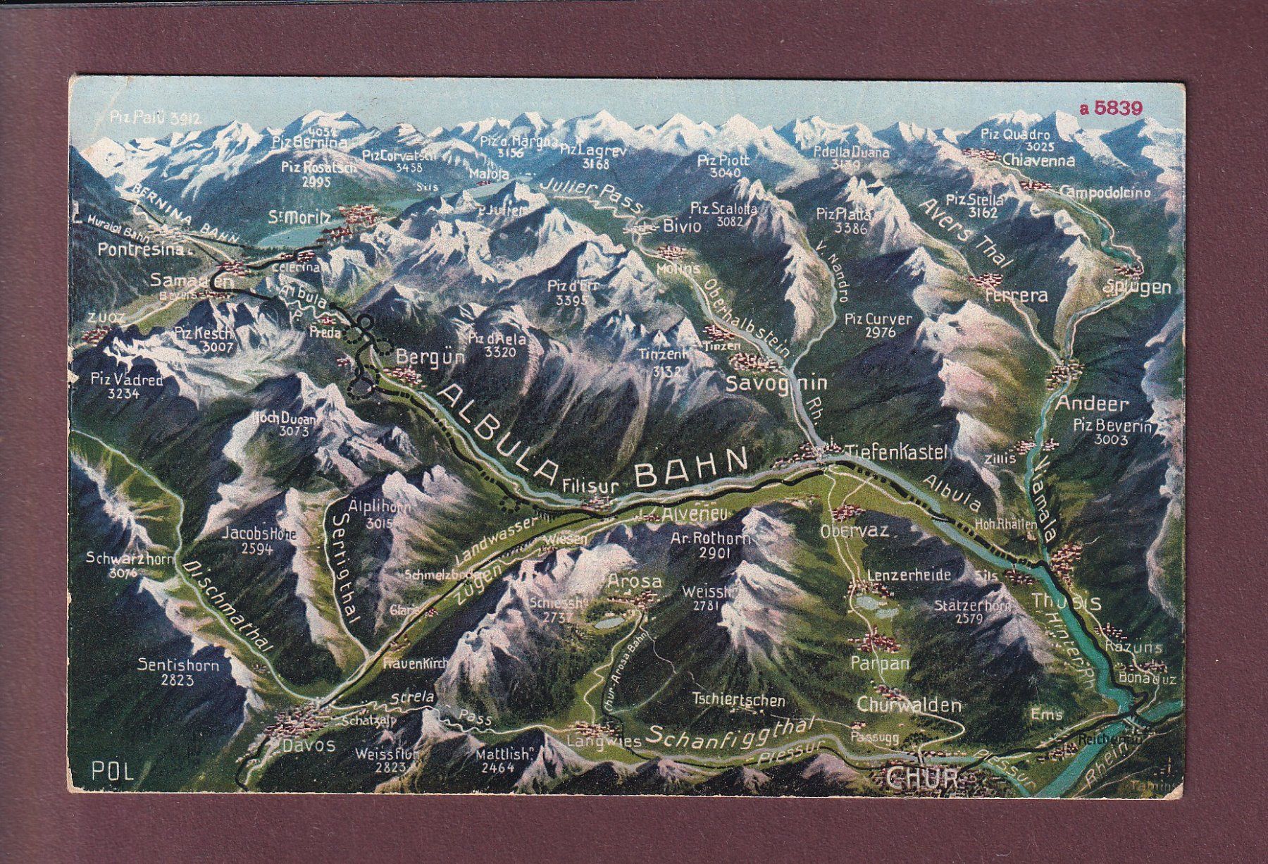 Cartoline postali: ALBULA-BAHN - Vogelschau – Usato da Pully venduto da nicecards
