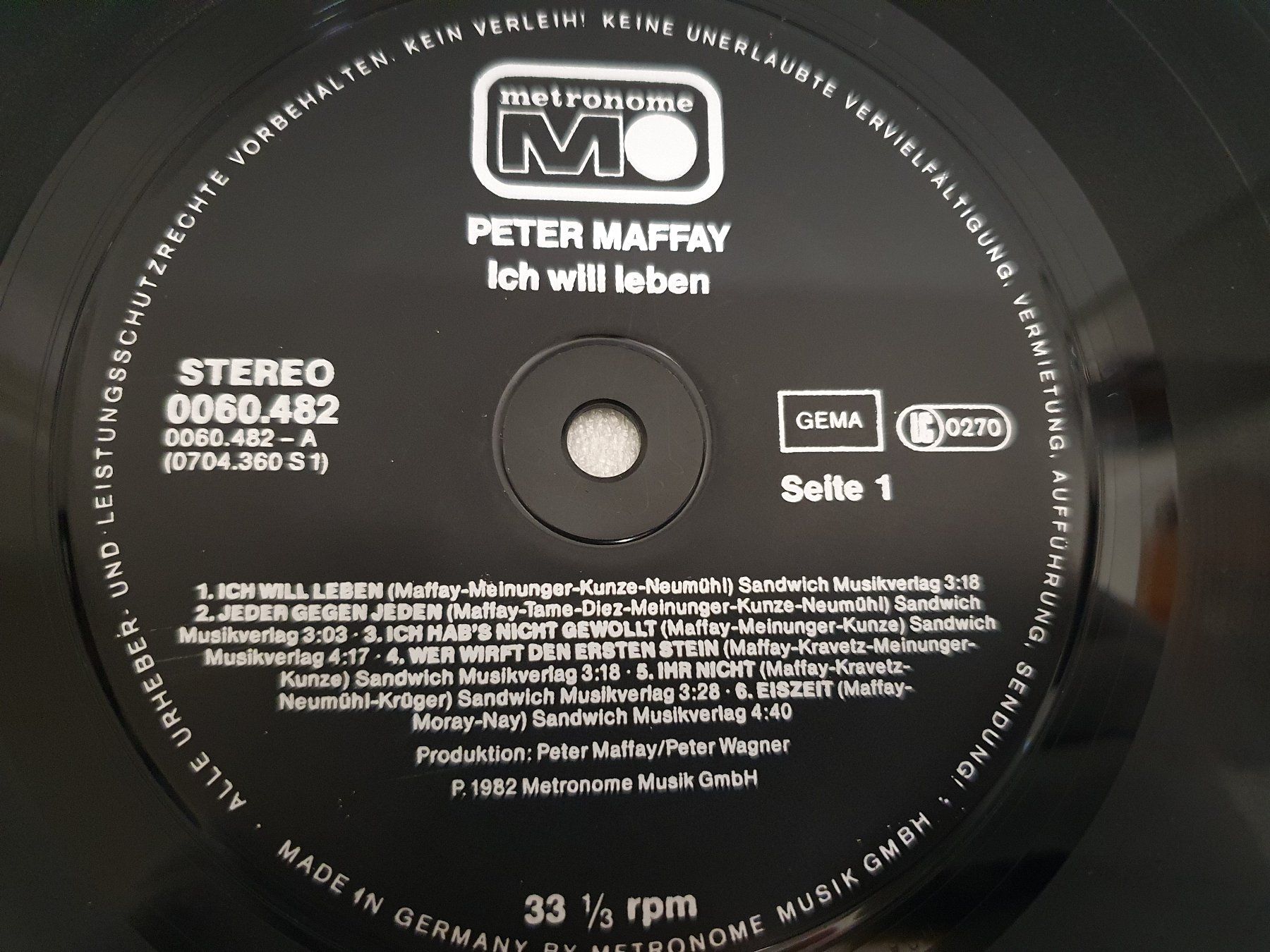 Dischi in vinile: Peter Maffay – Ich Will Leben – Usato da Uster venduto da Vinyl-Leidenschaft 4