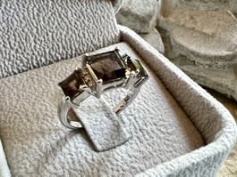 Ring luxuriös 925 Silver mit Rauchquarz u. Zirkonia G: 50,5