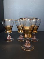 4er Set Vintage Gläser Gold Rosa Aperitif, 150 ml, 1950er