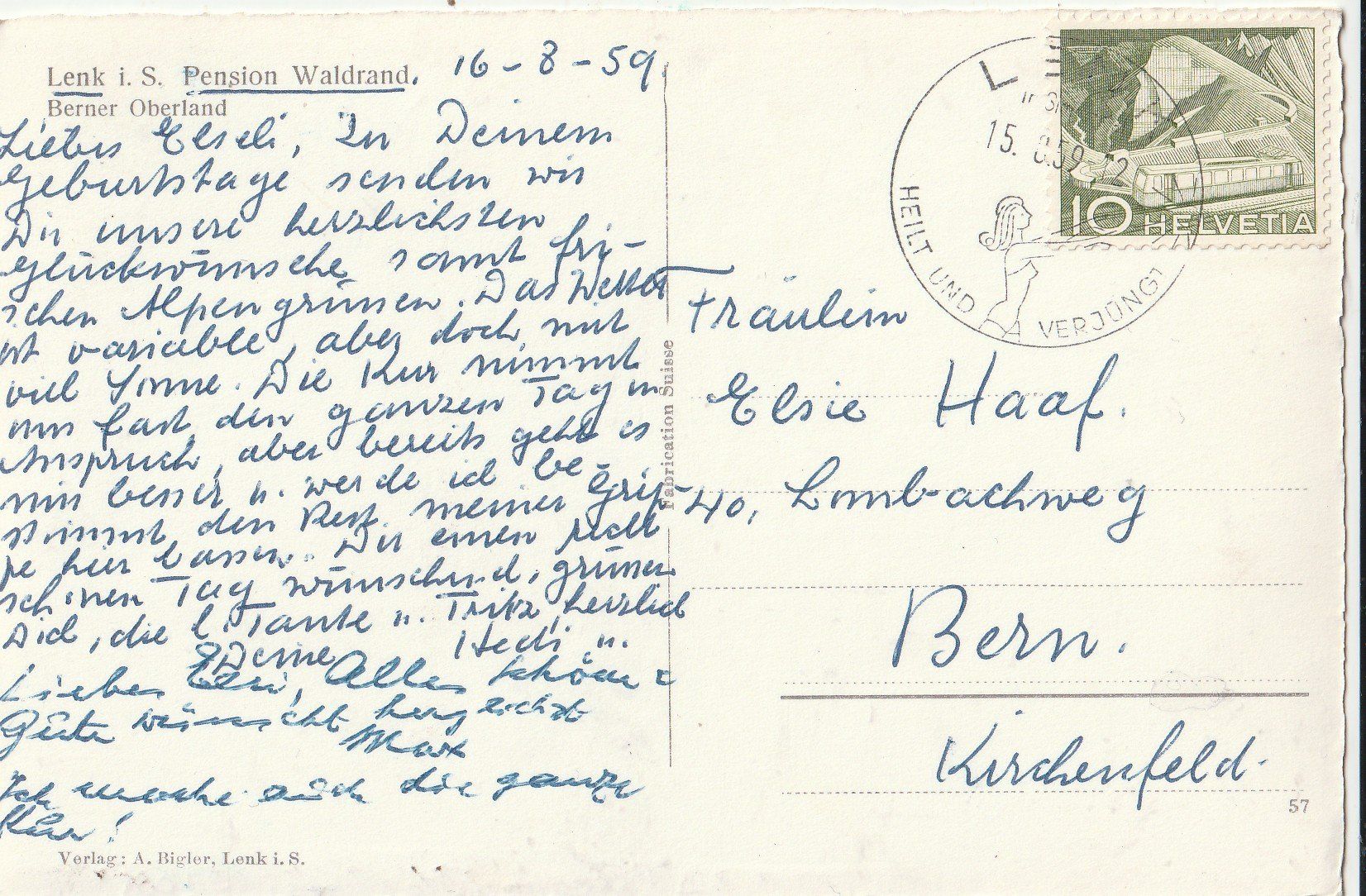 Cartoline postali: Lenk i/S um 1959 – Usato da Lumbrein venduto da made02 1