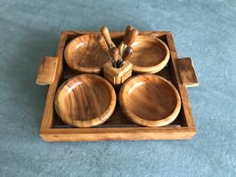 Service à tapas en bois d'olivier