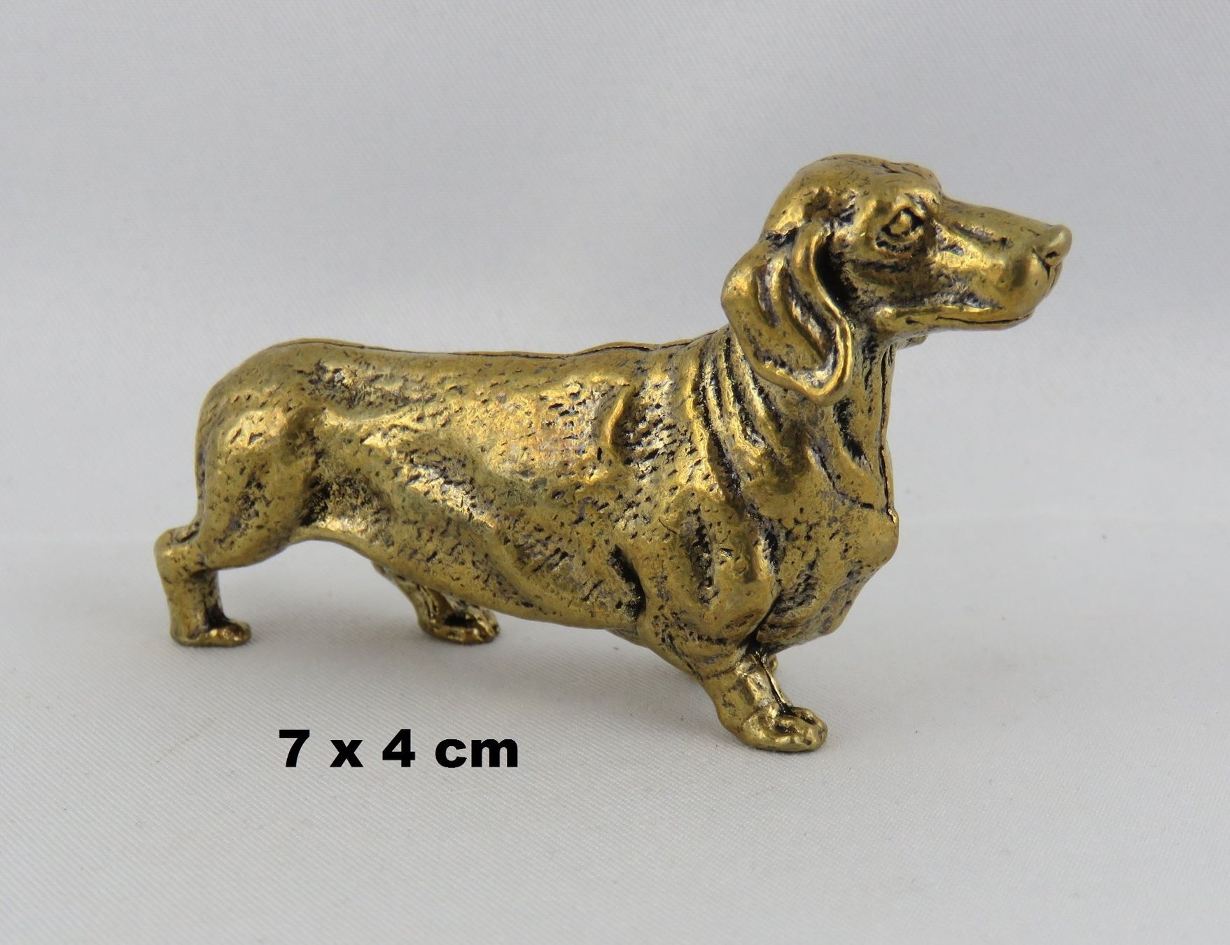 Statuette: DACKEL - Hunde Messing Figur - Dekoration -  7x4cm – Nuovo e nell'imballaggio originale da Grenchen venduto da Yamahwildstar16