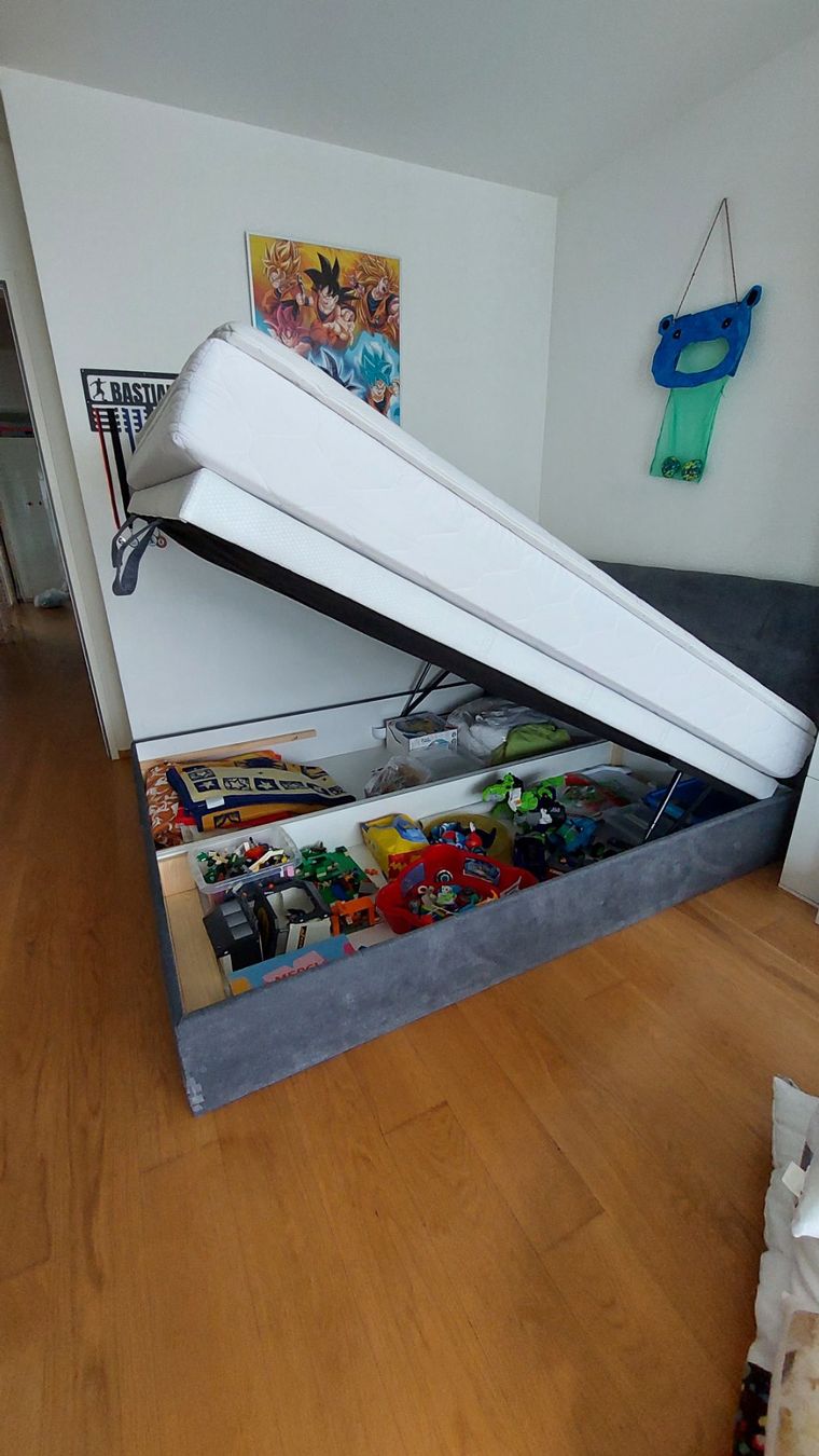 Mömax Letti: Boxbett 160x200 cm grau, mit Stauraum – Usato da Niederhasli venduto da RTL2014 2