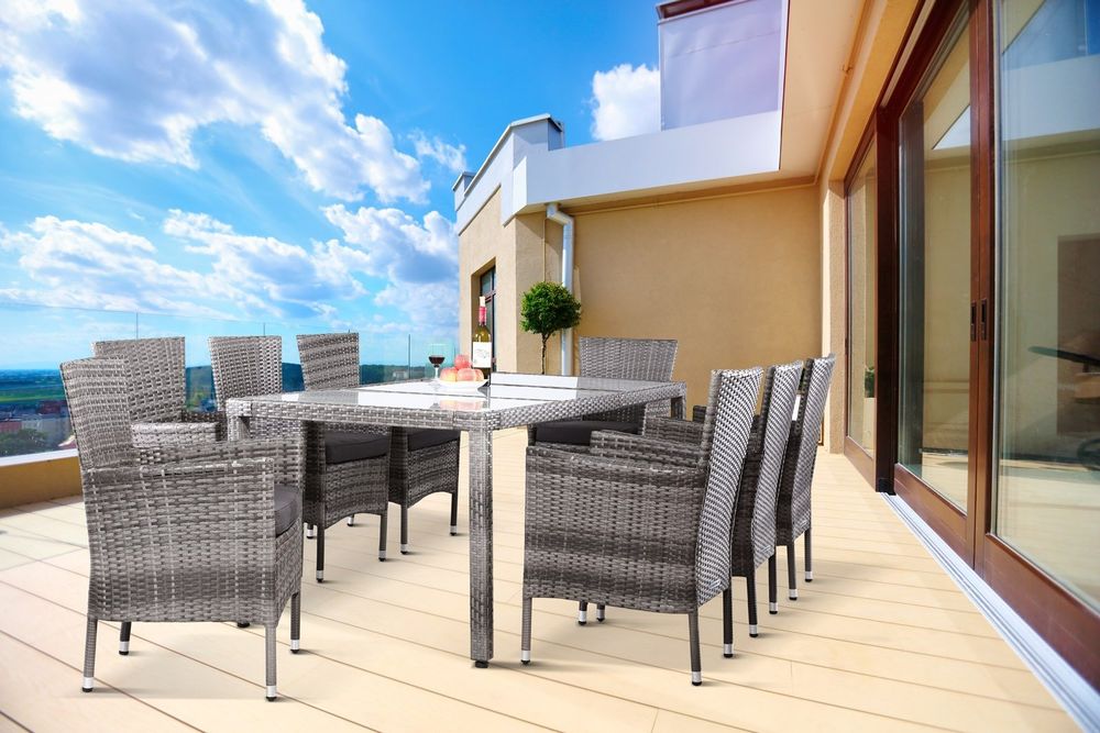 Polyrattan Sitzgruppe 9 teilig - Grau 1